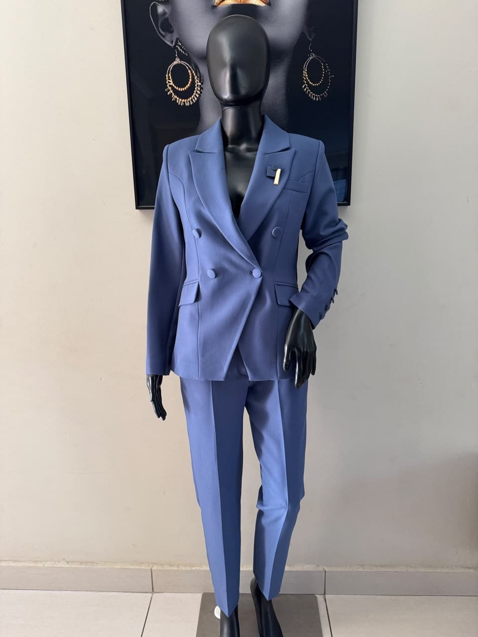 Steel blue classic tailored suit